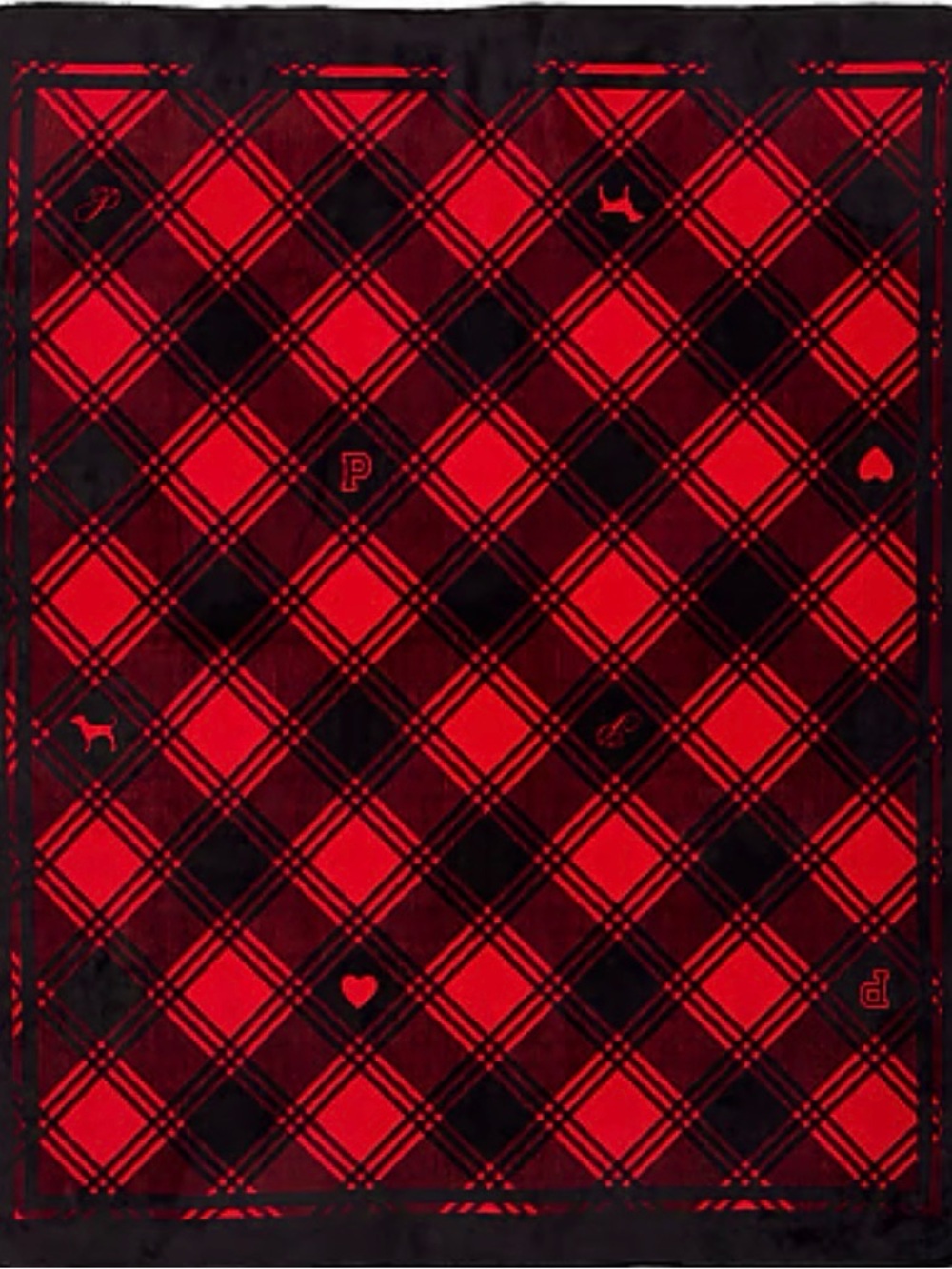 Victoria's Secret Red and Black Plaid Throw Blanket NEW